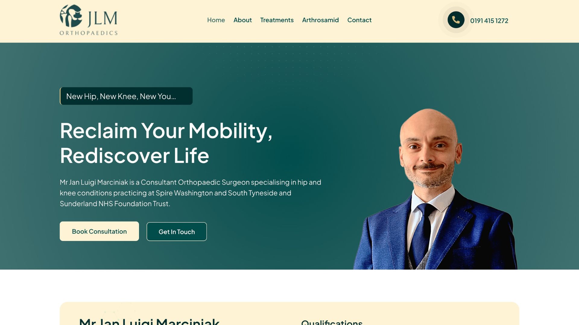 Consultant Orthopaedic Surgeon Website Design
