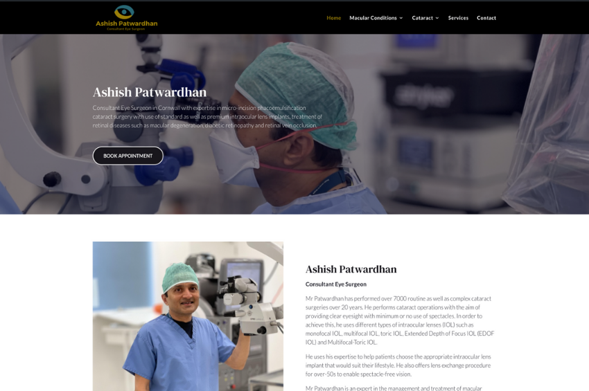 Website Design for Consultant Eye Surgeon