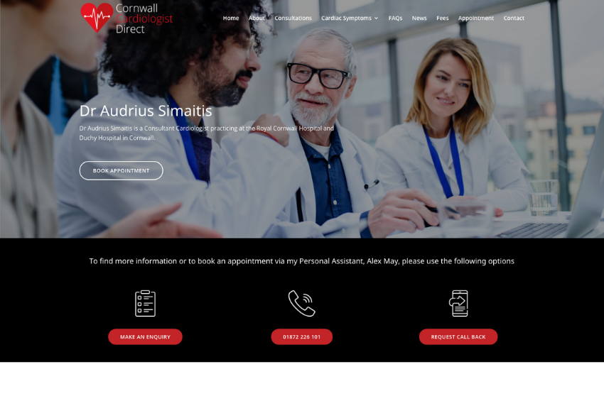 Medical Website Design for Cornwall Cardiology Direct