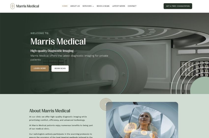 Diagnostic Imaging Clinic Website Design