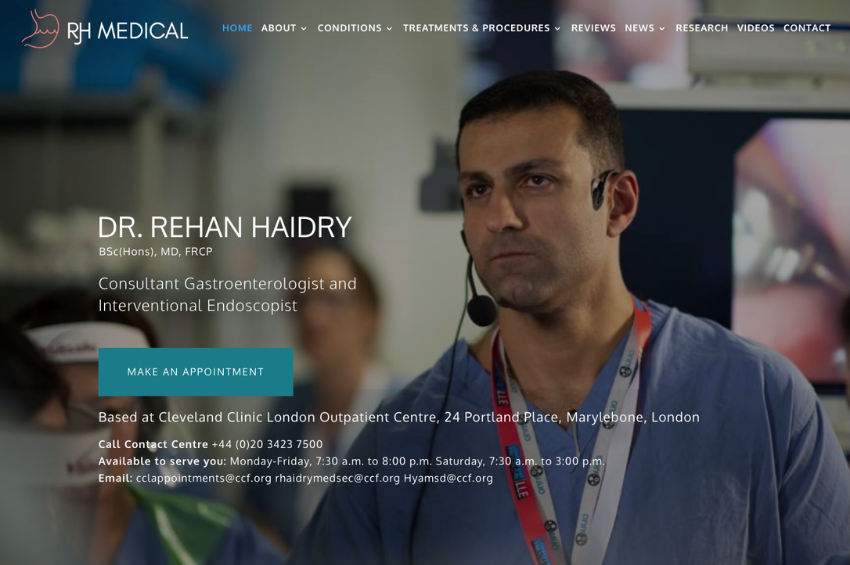 Medical Website Design for Consultant Gastroenterologist