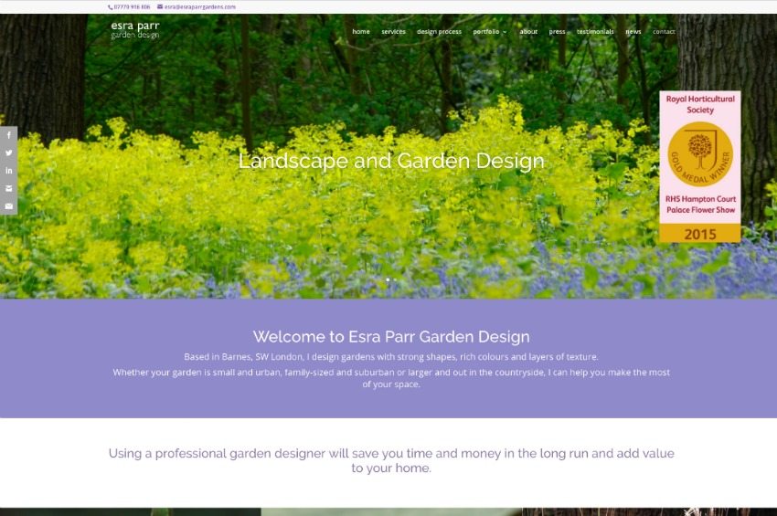 New website for award winning garden designer