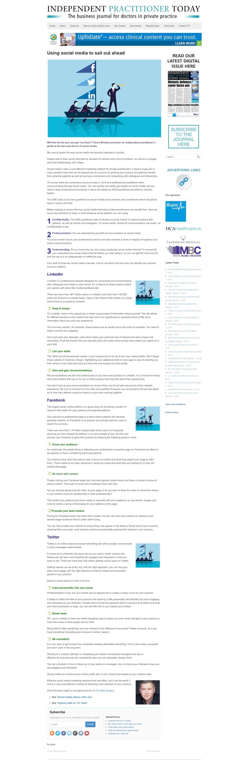 Independent Practitioner Today article by Grant Brookes