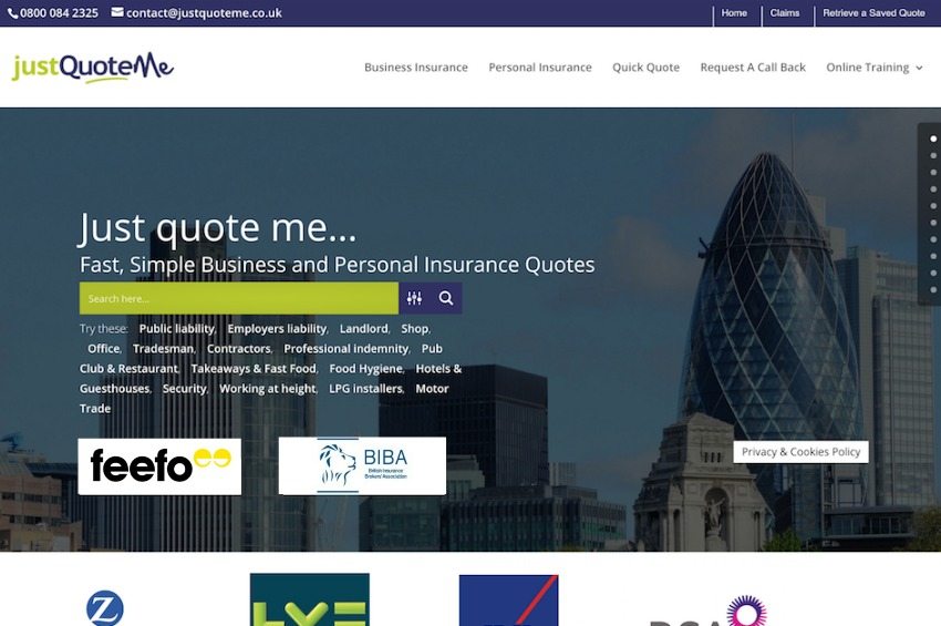 Web Design For Insurance Company – Just Quote Me
