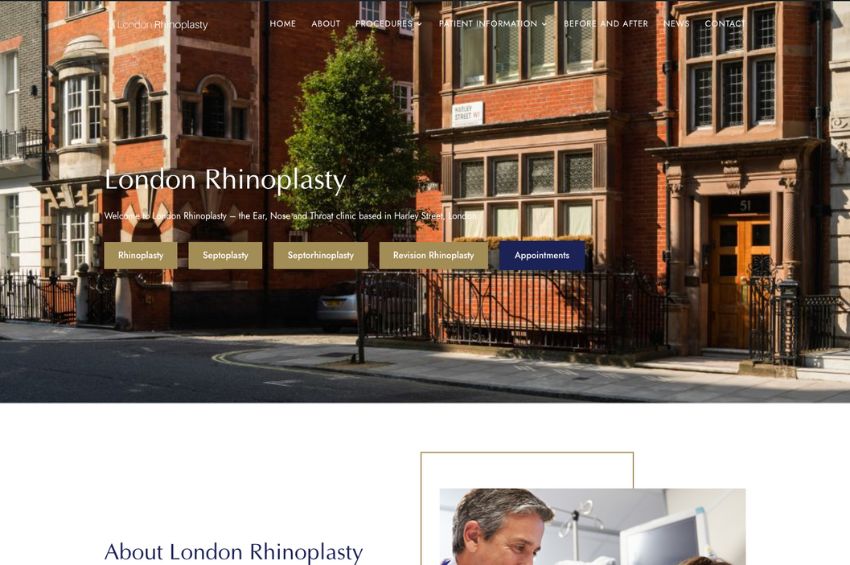 ENT Website Design For London Rhinoplasty