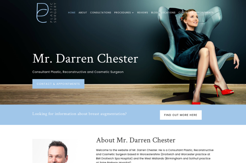 Plastic Surgery Website Design for Mr Darren Chester
