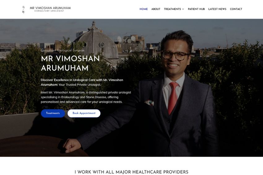 Private Consultant Urologist Website Design