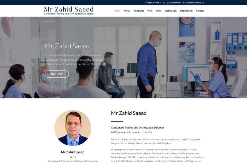Medical website design for Consultant Orthopaedic Surgeon