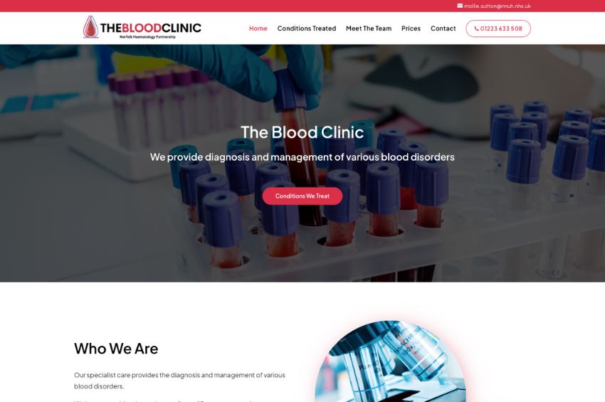 Haematology Website Design For The Blood Clinic