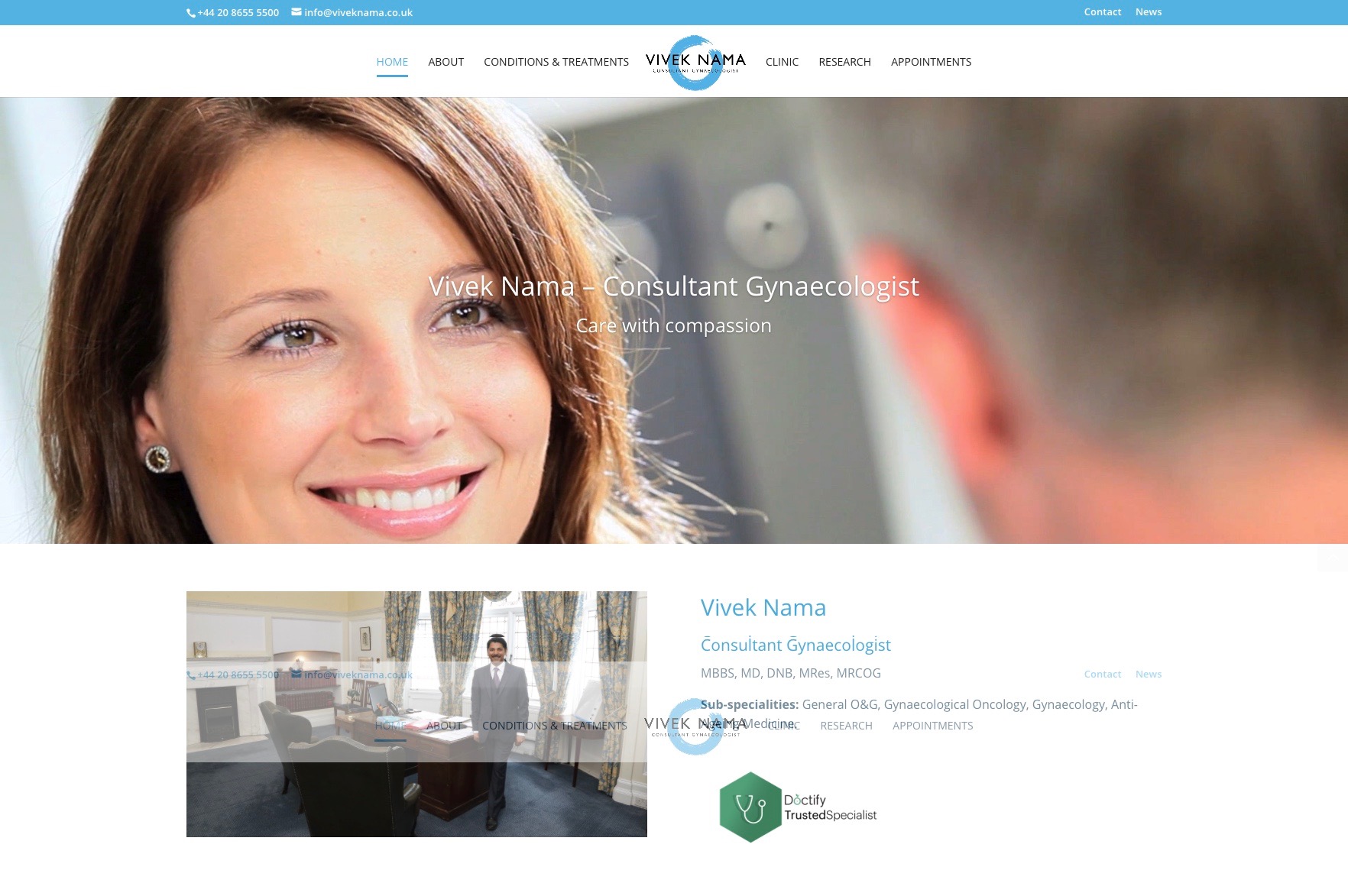 Website for Consultant Gynaecologist – Vivek Nama